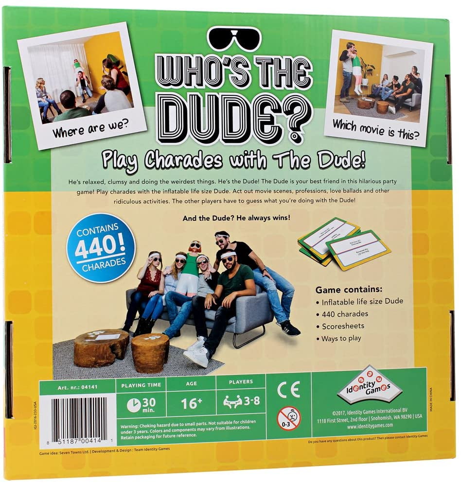 WHOS THE DUDE BOARD GAME FAMILY PARTY FUNNY FRIENDS ADULT CHARADES ACT IT OUT 