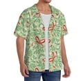 thumbnail image 2 of Lsque leaves bows Print Men's Cuban Collar Short Sleeve Shirt Summer Beachwear Casual Button Down Fashionable Vacation Leisure Shirt-3X-Large, 2 of 5