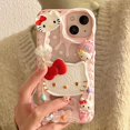 thumbnail image 2 of Funda de teléfono Sanrio Hello Kitty Cinnamoroll Kuromi para IPhone 14, 13, 12, 11 Pro Max, 14 Pro, cubierta trasera de crema anticaída Fivean unisex, 2 of 2