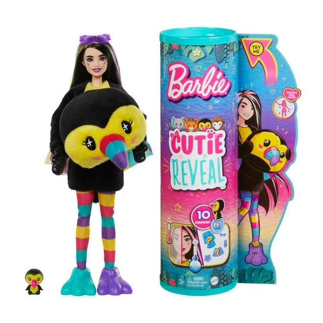 Muñeca Barbie Cutie Reveal Animales de la Selva Tucán