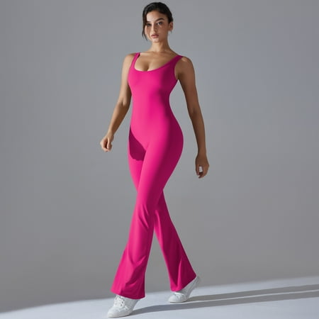 Women Bodysuits Sports Shapewear Yoga Suit Sports Set Backless Workout Jumpsuit Yoga Set Romper Backless Set Fitness Bodysuit (Dragonfruit S)
