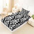 thumbnail image 4 of Homewish Bohemian Skull Skeleton Twin Sheets,Black White Damask Bedding,Halloween Bed Set,3pcs,1 Fitted Sheet and 1 Pillowcase, 4 of 6