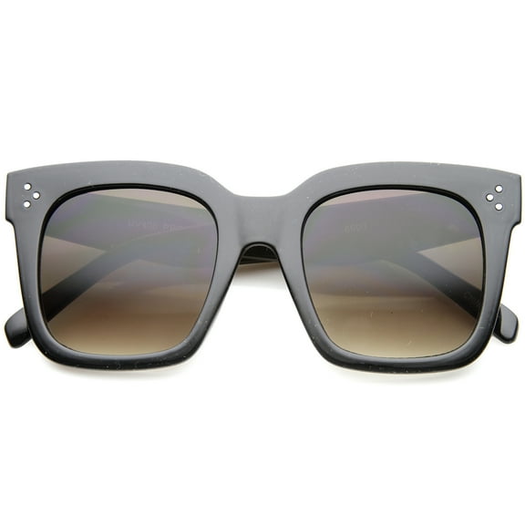 sunglassLA Unisex Bold Oversize Tinted Flat Lens Square Horn Rimmed Sunglasses (Shiny Black / Lavender) - 51mm