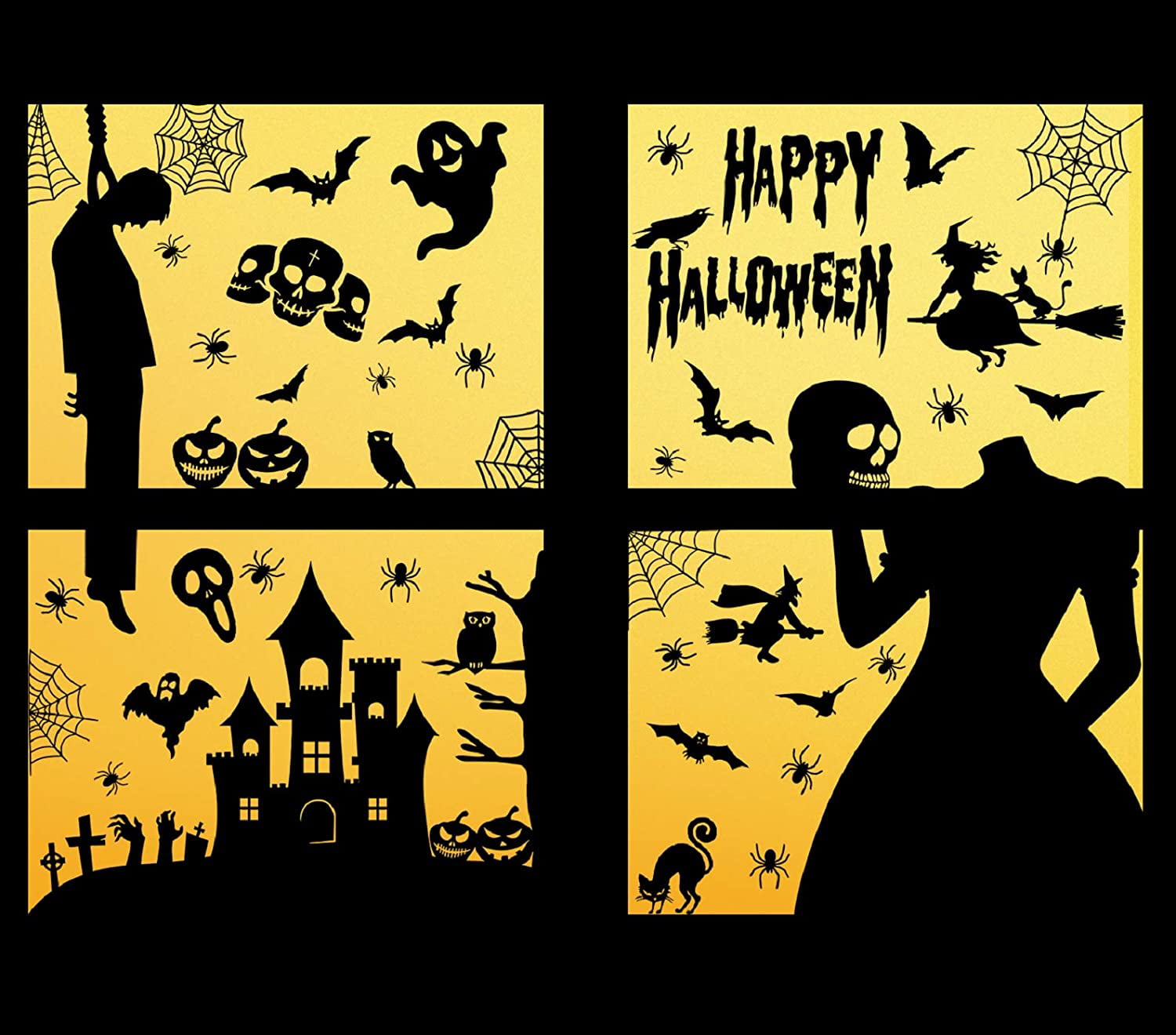 HALLOWEEN Window Clings   GHOST WITH BLACK CAT 