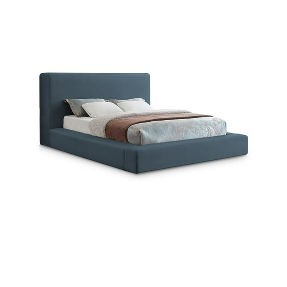 Meridian Furniture Devin Navy Linen Textured Fabric King Bed