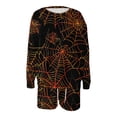 thumbnail image 3 of Halloween Sweat Shorts Sets Womens Pumpkin/Ghost/Bats Printed Funny Cute Holiday Party Outfits 2 Piece Sweatsuits (M, Black 01), 3 of 3