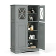 thumbnail image 1 of Costway Bathroom Storage Cabinet Linen Storage Cabinet with Doors and Adjustable Shelves Grey, 1 of 7