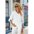 thumbnail image 6 of Women Blouses Dressy Casual 1/2 Sleeve Tops Business Work Chiffon Office V Neck Shirts White M, 6 of 9