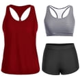 thumbnail image 2 of UQJfacai 3 Piece Tankini Swimsuits for Women Swim Tank Top with Bra and High Waist Boy Shorts Modest Bathing Suits Swimwear XXL, 2 of 6