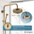 thumbnail image 4 of Antique Brass Shower Fixture Set 8 Rain Shower Head 2 Double Knobs Cross Handle Shower Faucet Combo System Unit Set Dual Function, 4 of 4