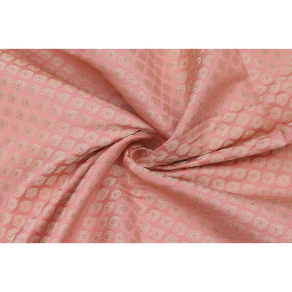 TRILOKI Flower Fabric Baby Pink Brocade Embroidery Poly Brocade 44 Sewing DIY Crafting Fashion Design Fabric By The Yard