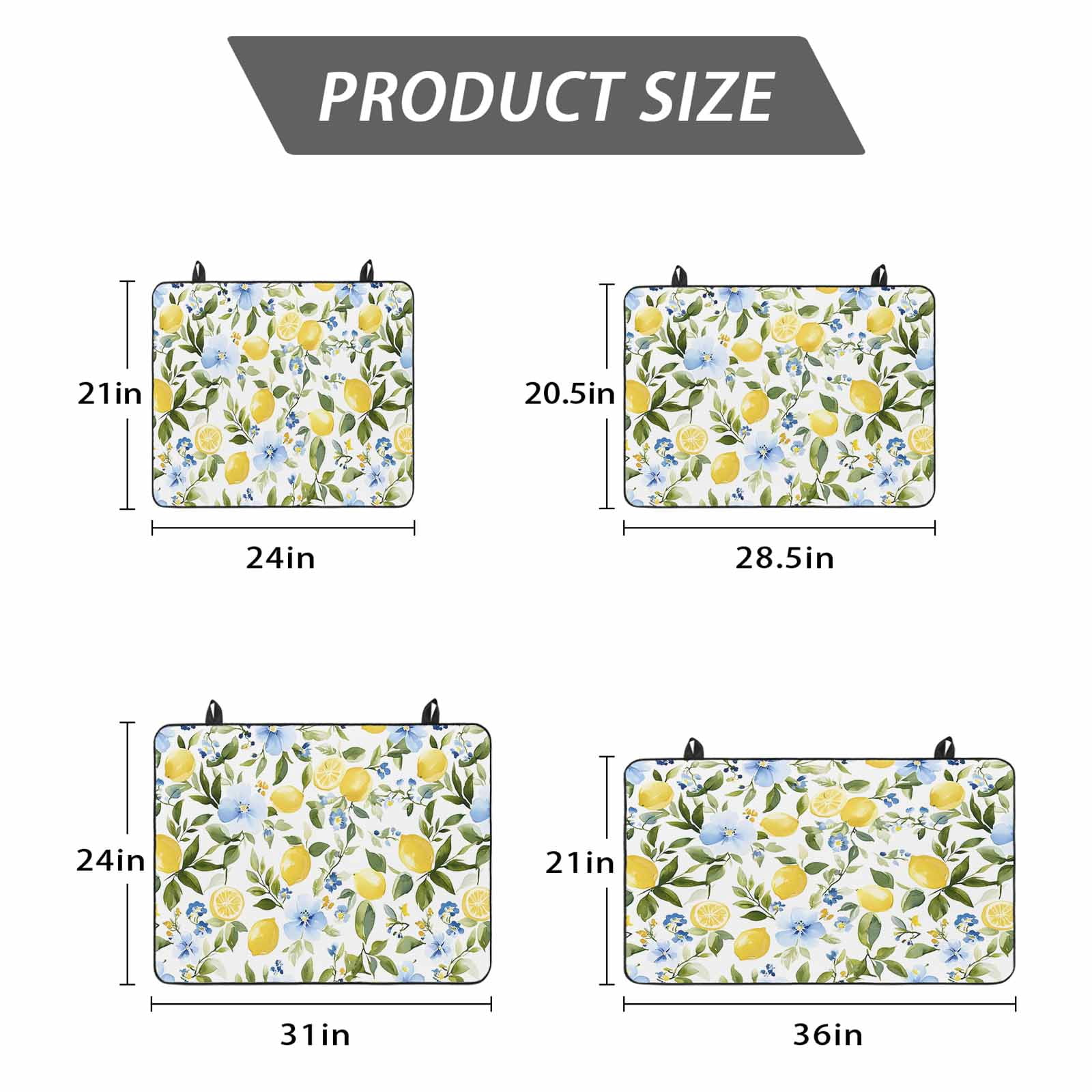 Eucalyptus Lemon Stove Top Cover for Electric Stove, Heat-proof & Non Slip Glass Top Stove Cover Protector, Sage Green Leaf Blue Flower Fruit Kitchen Flat Cooktop Rubber Mat 24x21 Inches