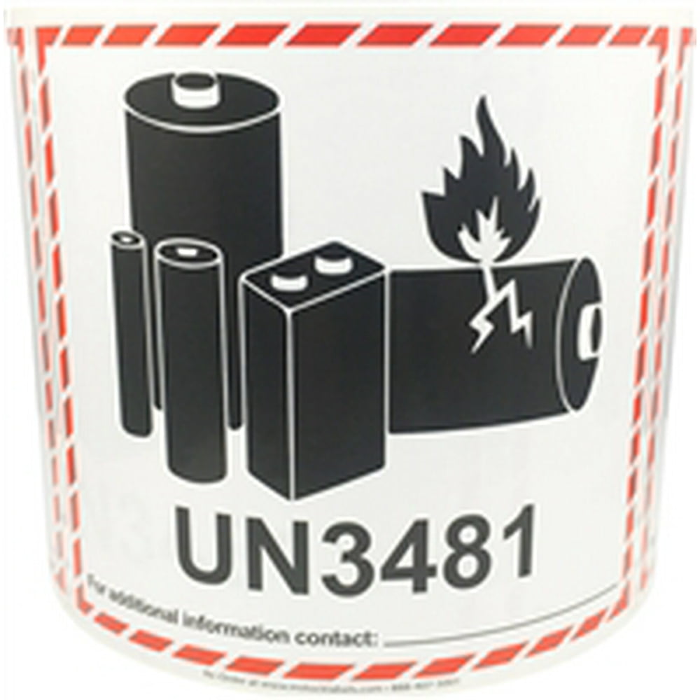Laminated UN3481 Caution Lithium Battery Labels 4.5 x 5 Inch 500