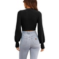 thumbnail image 5 of Jersey de punto para mujer, jersey sexy de corte corto con cuello redondo, sudadera de manga larga, jersey de punto elegante, 5 of 5