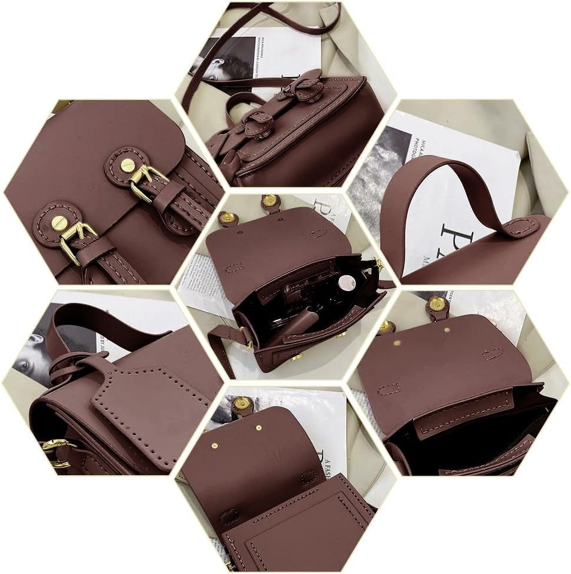DIY Leather Shoulder Bag Making Kit PU Leather Crossbody Bag Sewing Pattern Materials Craft Kit Handicraft Women Messenger Bag Purse Making Supplies