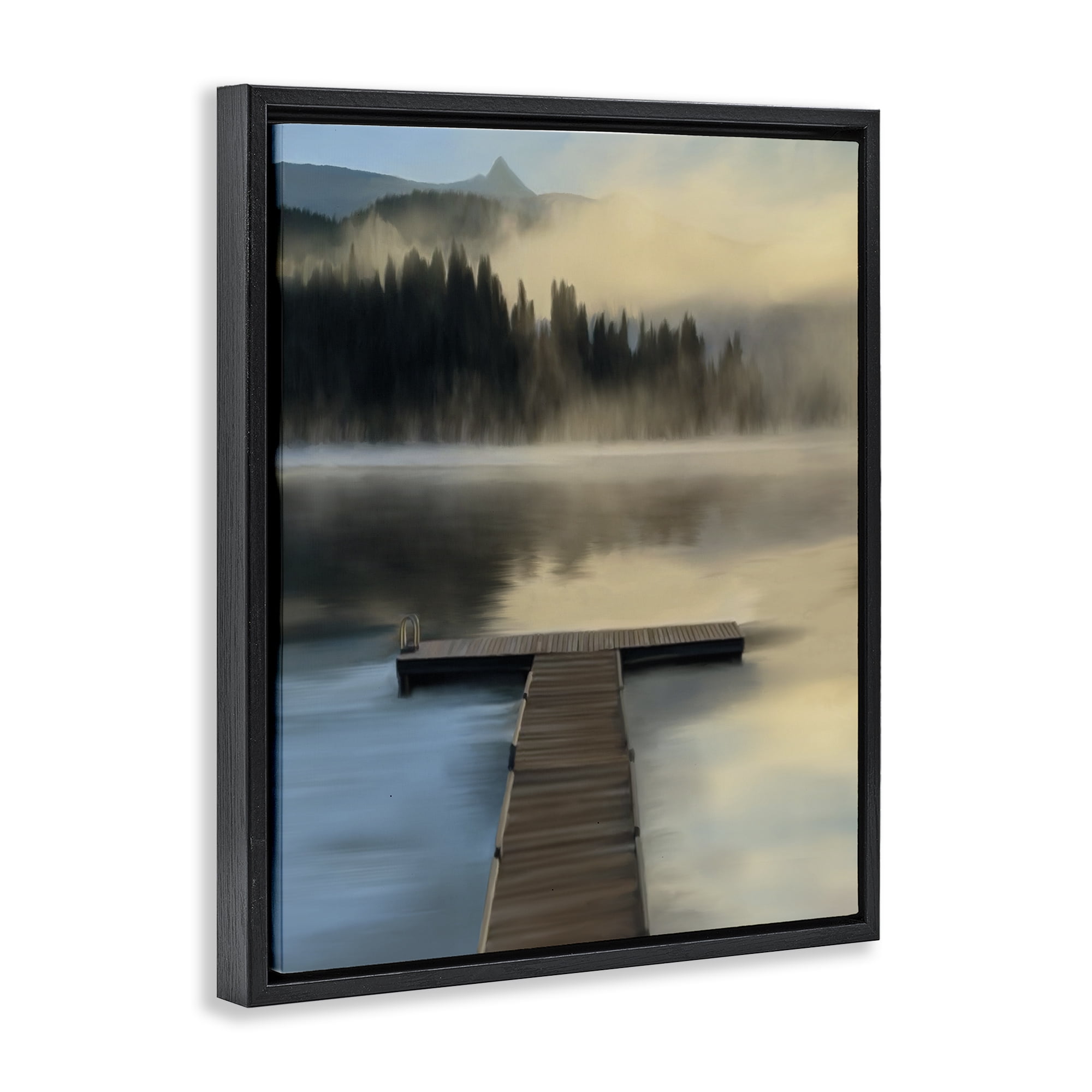 Stupell Industries Reflective Lake At Dusk Black Framed Floater Canvas Wall Art, design by Renel Peters