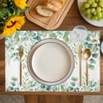 thumbnail image 4 of Sage Green Eucalyptus Leaves Placemats Set of 6, Spring Summer Botanical Placemats for Dining Table, Place Mats for Kitchen Tabletop, Waterproof Wipeable Dining Table Mats Set, 4 of 9
