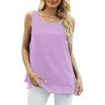 thumbnail image 4 of Prolriy Tank Tops for Women, Women Chiffon Tank Sleeveless Top Double Casual Blouse Tunic Womens Tops Summer Tops for Women Trendy Purple L, 4 of 7
