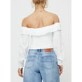 thumbnail image 3 of KelaJuan Women Off Shoulder Crop Tops Fairy Grunge Hollow Out Long Sleeve T-Shirt Trendy Flower Pattern Solid Color Tee, 3 of 6