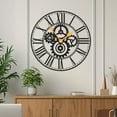 thumbnail image 2 of Silent Metal Large Wall Clock,Roman numerals Gear Metal Wall Art,for living room bedroom wall hanging decor metal sign,Housewarming Gift, 2 of 5