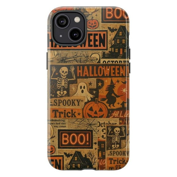 Halloween iPhone Case for iPhone 16 15 14 13 12 11 Pro Max Mini – Spooky Skeleton Ghost Witch Pumpkin Fall Protective Hard Cover