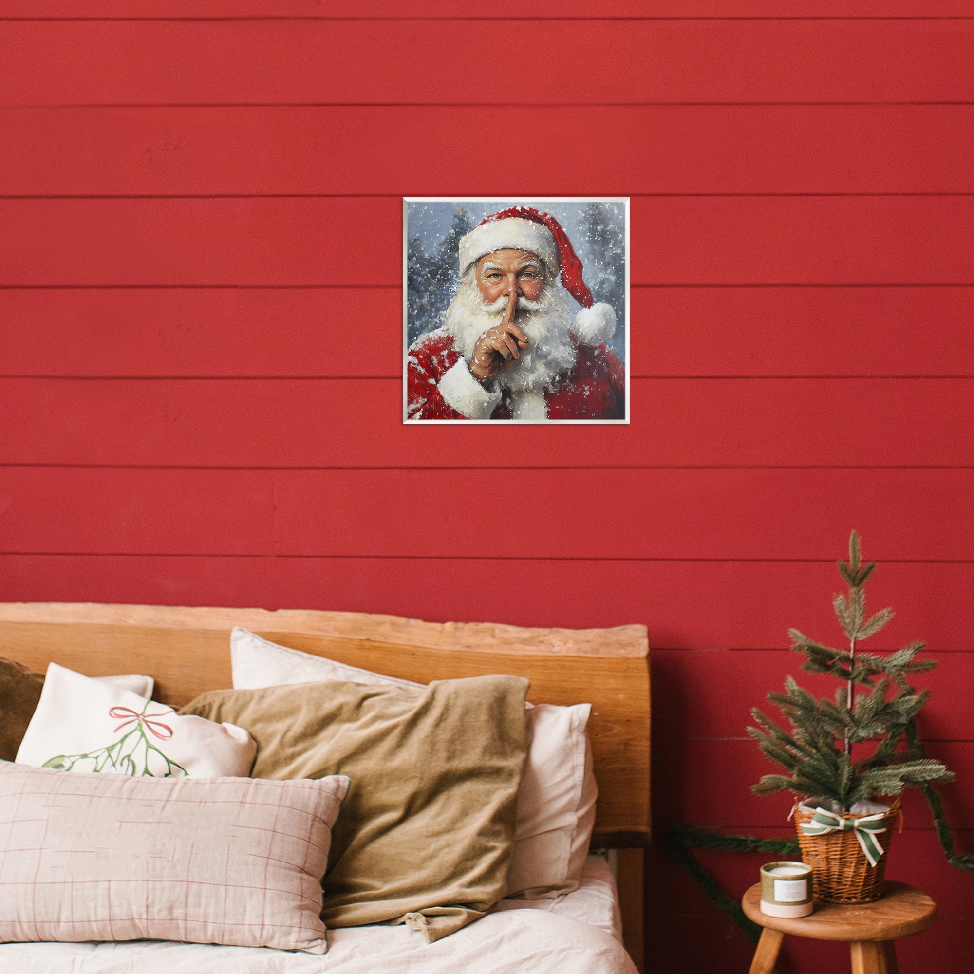 Secret Santa Shh Wall Plaque Art, design by Petal Prints Design