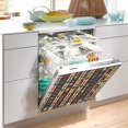 thumbnail image 2 of Yayeee Magnetic Dishwasher Cover for The Front Decoration Home Kitchen Machine Sticker Protector, Beige Geometric, 2 of 6