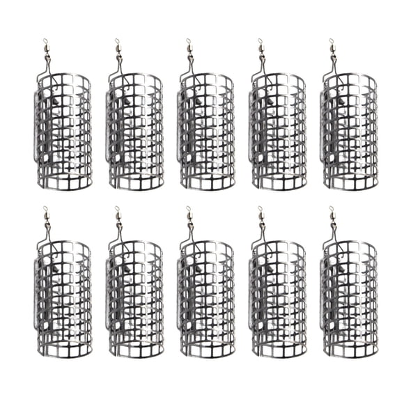 fastboy Pack of 10 Metal Fishing Feeder Cage Portable Professional Circular Anti-rust Lure Container Basket Accessories Large