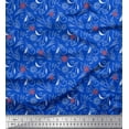 thumbnail image 1 of Soimoi Blue Poly Georgette Fabric Leaves & Floral Hand Drawn Decor Fabric Printed Yard 52 Inch Wide, 1 of 3