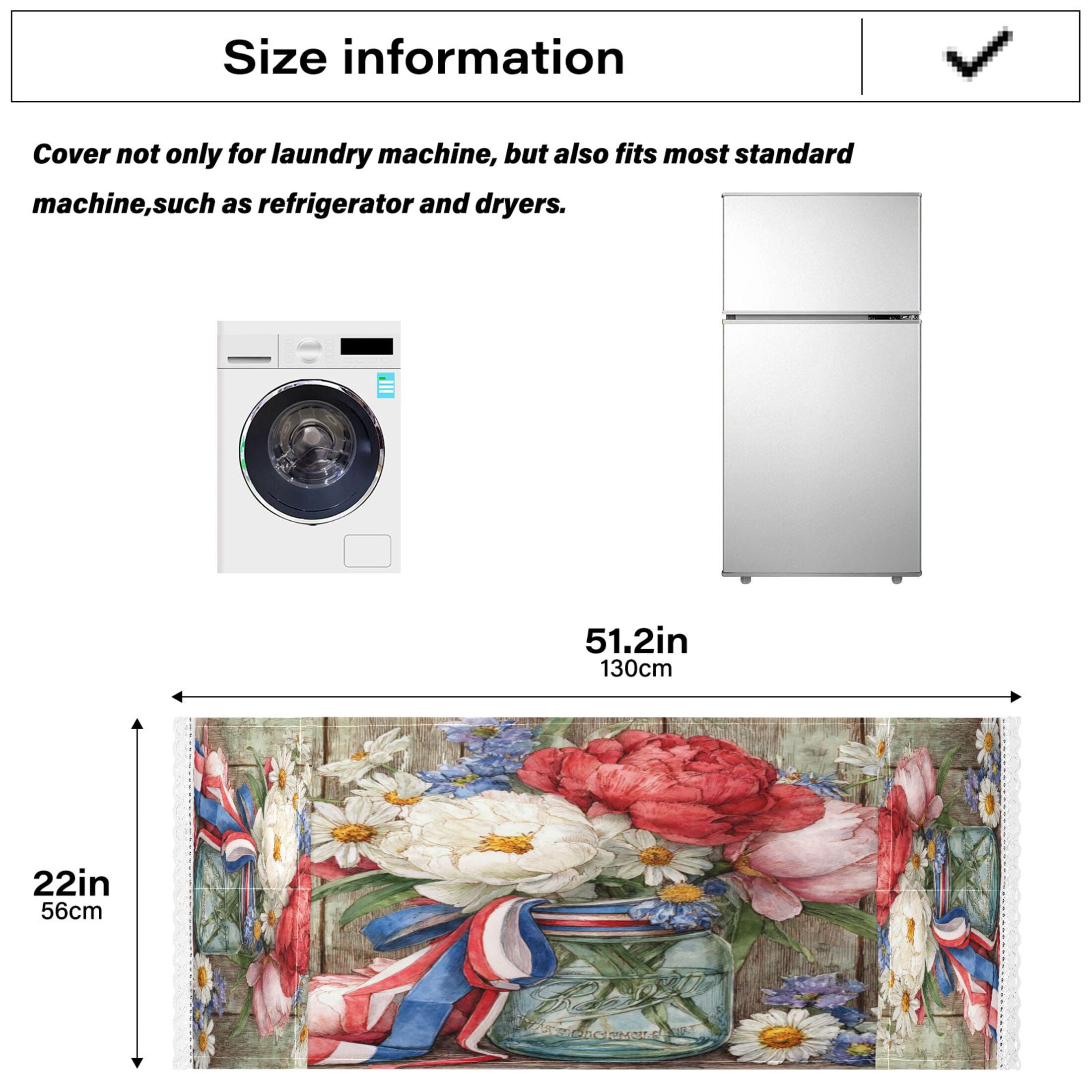 Wobogo Patriotic Floral Washing Machine Cover Dustproof Washer Dryer Cover Waterproof Laundry Room Decorative Protector