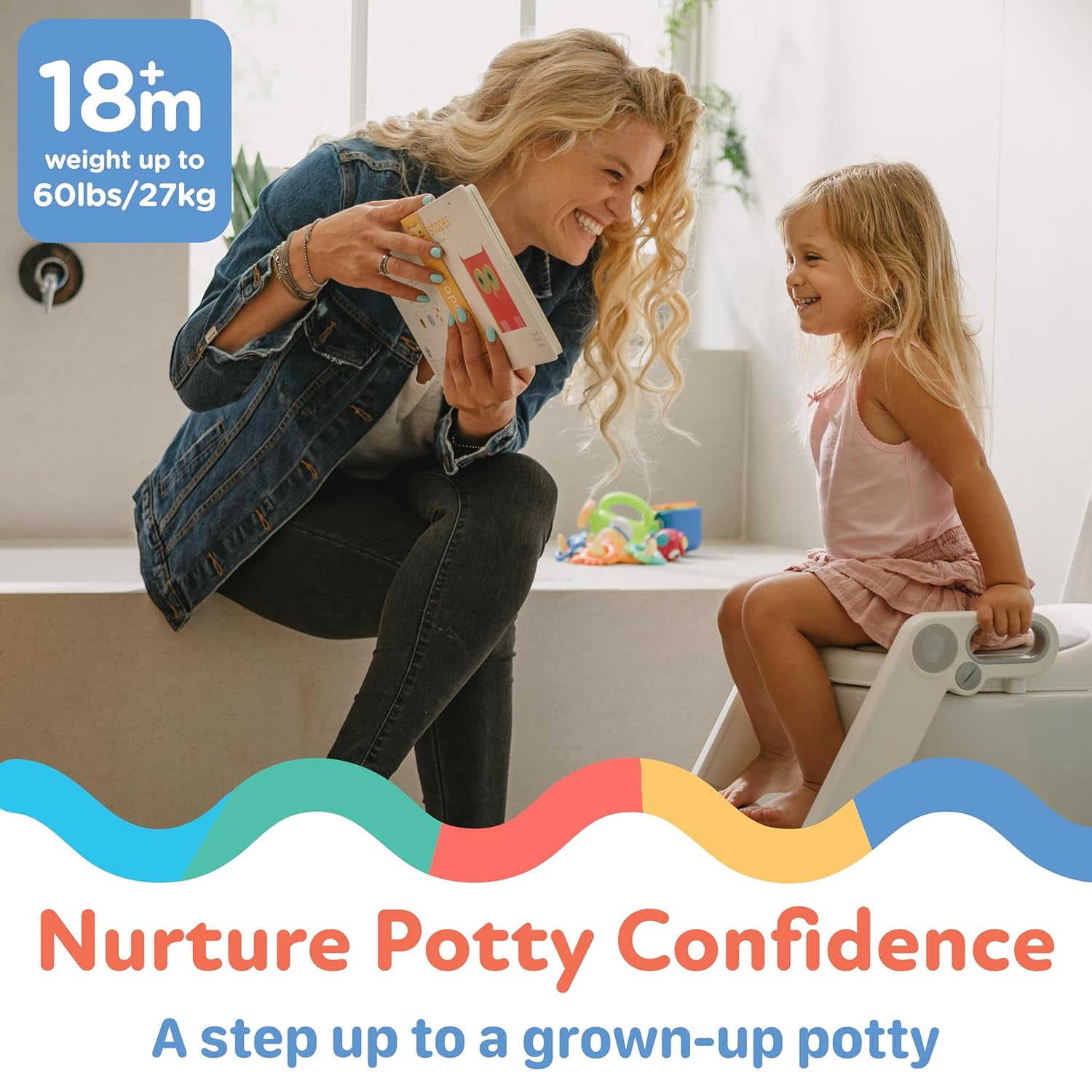 Nuby All-In-One Toilet Seat Topper with Step Ladder for Toddlers, White
