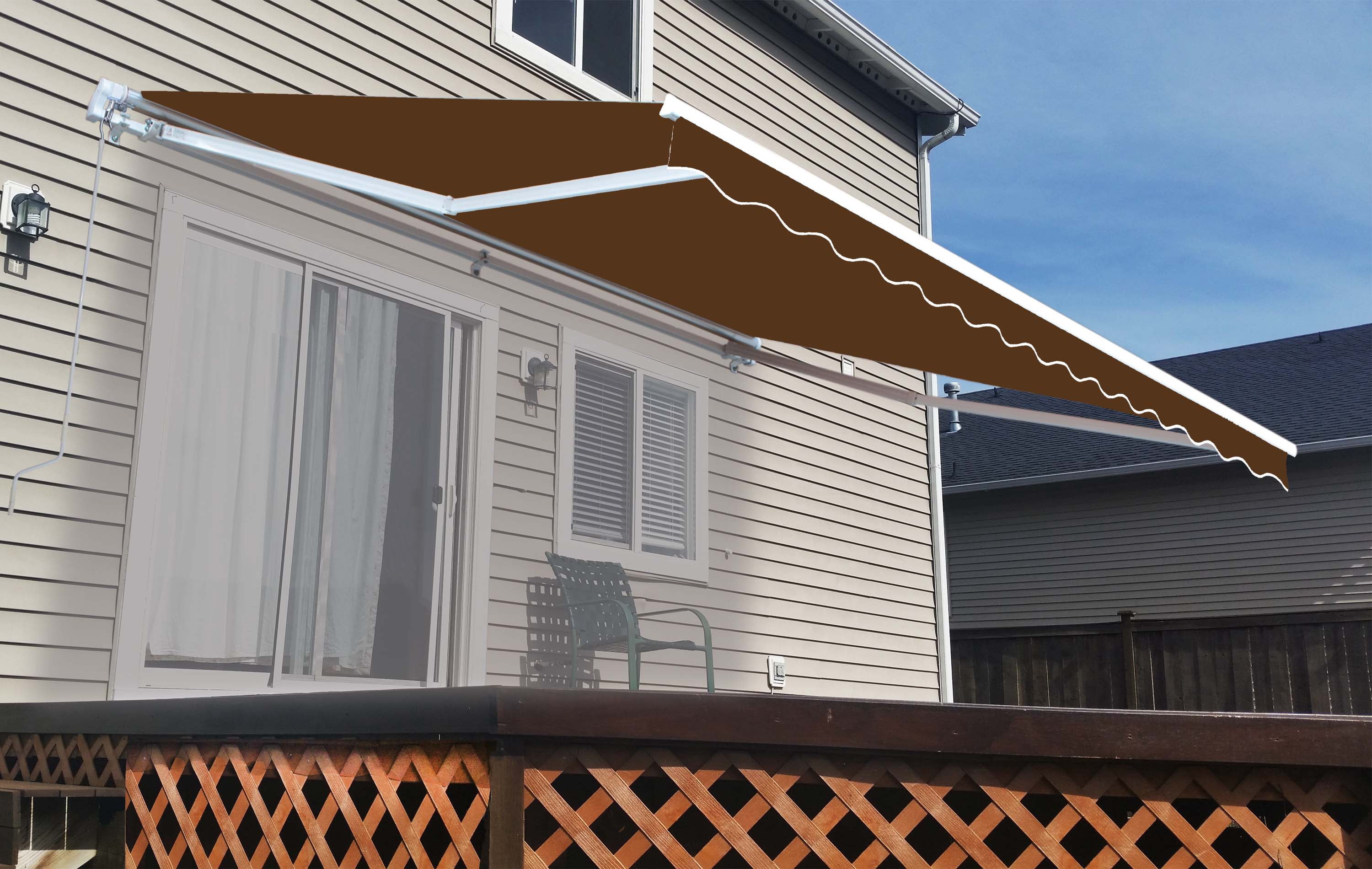 ALEKO 12' x 10' Motorized Retractable Patio Awning, Brown Color