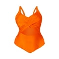 thumbnail image 1 of Aayomet Swimsuit Slimming One Piece Bathing Suits Ruffle Sleeve Modest Swimwear,Orange XL, 1 of 5