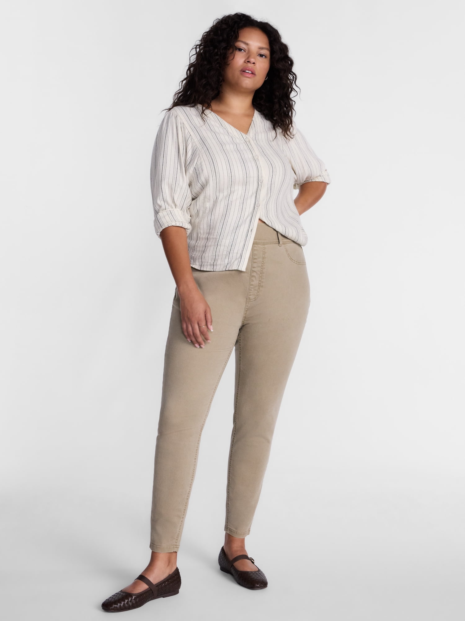 Terra & Sky Women's Plus High Rise Skinny Jeggings, Sizes 0X-4X