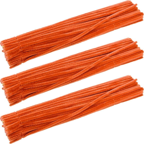 ETHZZLE 300Pcs Orange Plush Twisted Rods Bendable Bars for Creative DIY Accessories