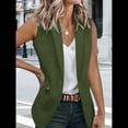 thumbnail image 4 of Chaleco Blazer Sin Mangas para Mujer, Informal, con Abertura Frontal, un Botón, Chaqueta de Verano con Bolsillos. Verde M, 4 of 6