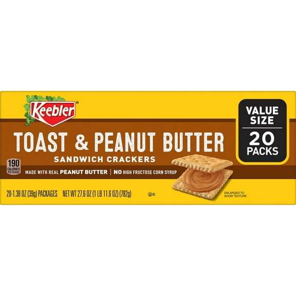 Keebler Toast and Peanut Butter Sandwich Snack Crackers - 20 ct / 1.38 oz - Pack of 2