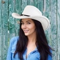 thumbnail image 3 of BadPiggies Western Cowboy Hat for Men Women Classic Roll Up Wide Brim Fedora Hats with Buckle Belt, 3 of 7