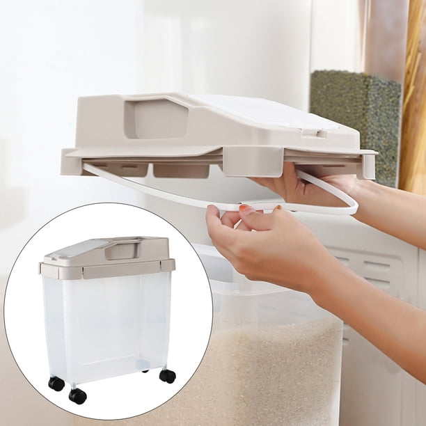 Contenedor de almacenamiento de cereales BLESIY con Polea Café