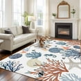 thumbnail image 2 of Blue Coral Coastal Area Rugs 8'x10', Washable Small Throw Rugs for Living Room Patio, Summer Beach Starfish Nautical Indoor Outdoor Rug Non-Slip Low Pile Carpet Runner Reversible Floor Mats, 2 of 8