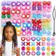 thumbnail image 1 of 80 cuentas multicolores con forma de corazón y flor para trenzar el cabello de los niños., 1 of 5