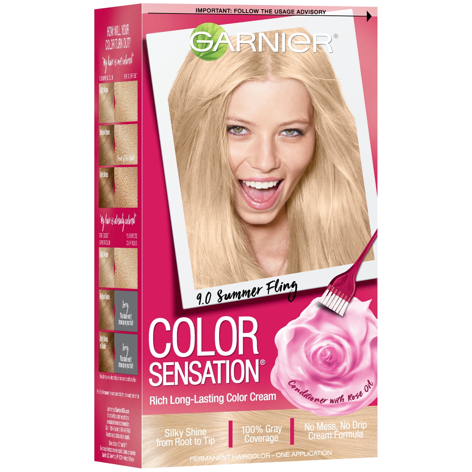 Garnier Color Sensation Hair Color Cream, 9.0 Summer Fling Light Natural Blonde