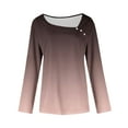 thumbnail image 3 of yievot Long Sleeve Shirts for Women Fall Dressy Blouses Asymmetric Square Neck Tunic Tops Buttons Trendy Clothes, 3 of 5