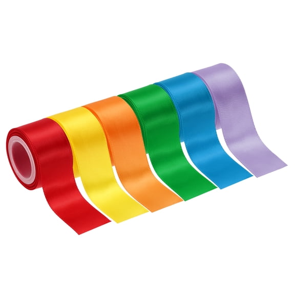 Uxcell 1-1/2 Inch x 30 Yards Solid Satin Ribbon, 6Pcs Polyester Fabric Ribbon Roll Single Faced for Gift Wrapping Crafts Wedding Birthday Bouquet Hair Bows DIY Decoration, Multicolor