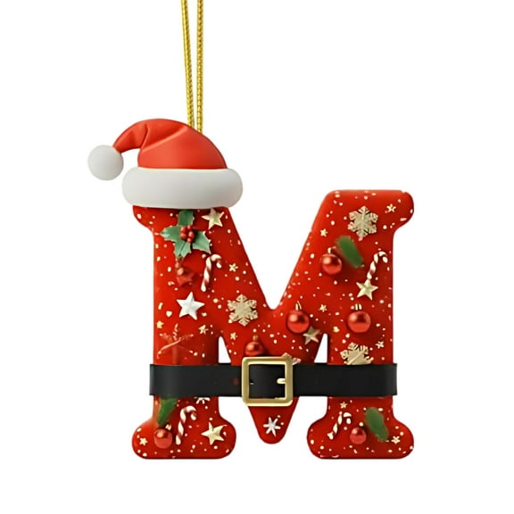 26 Letter Christmas Tree Hanging Pendant, 2039 New Christmas Letters Ornaments A to Z Ornament Letters Decorative Hanging Xmas Alphabet Letters for Christmas Tree DIY Craft Xmas Ornaments