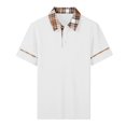 thumbnail image 5 of Zimjoy Men's Polo Shirt Short Sleeve Waffle Knit Casual Golf Polo Plaid Collar Stylish Button Down Business Casual Shirt for Men White L, 5 of 8
