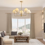 KCO Lighting White Pleated Fabric Pendant Light Mid Century Modern Brushed Gold Sputnik Chandelier