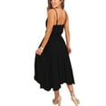 thumbnail image 3 of Women Summer Midi Dress Cowl Neck Spaghetti Strap Adjustabel Waistline Knee Length Skirts Irregular Hem A Line Flowy Sundress, 3 of 4