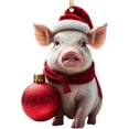 thumbnail image 2 of Floleo Christmas Tree Ornaments Decor Hat Pig Cute Cartoon Pig Car Pendant Home Tree Pendant Home Little Themed Unique Hanging Outdoor For Tree Rustic Home Decoration Decorations Ornament Gift, 2 of 3
