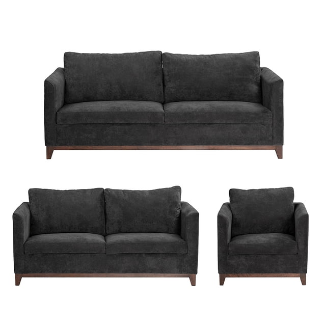 Sala Dicasa Oslo 3 Piezas (Sofá, Love Seat y Sillón) Gris Oscuro